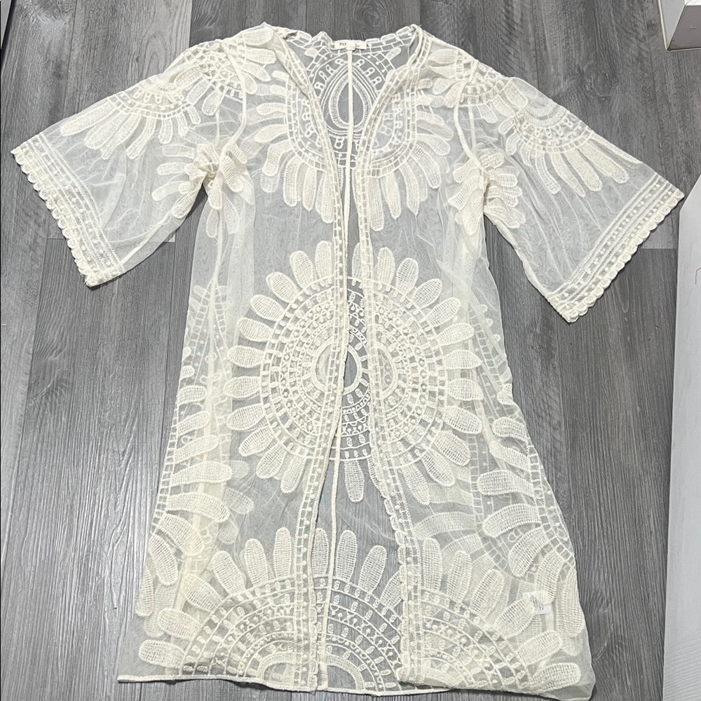 Rebellion Again Boho Lace Kimono Cover Up/ L